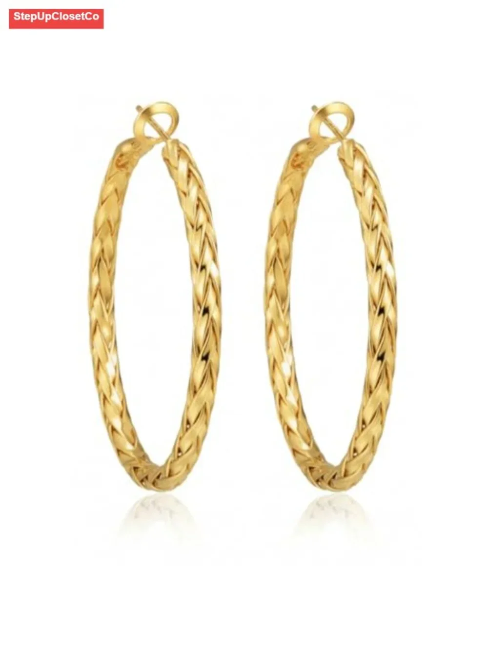 Chunky Twisted Hoop Earrings for Women, 14K Gold Plated Brass, Hypoallergenic,